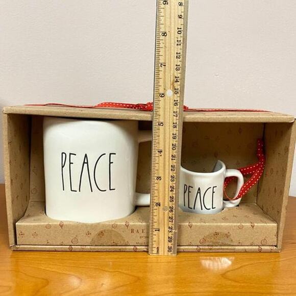 Rae Dunn Christmas Peace Mug & Mini Mug Ornament Set - Picture 3 of 3